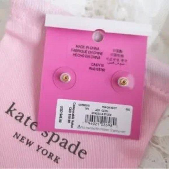 Kate Spade - SPADES & STUDS ENAMEL STUDS - Color: Pink Peppercorn - NWT - Picture 4 of 5
